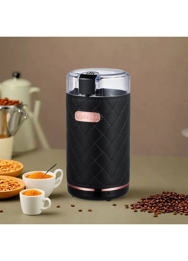 Електрична кавомолка з лезами з нержавіючої сталі подрібнювач для кавових зерен спецій Чорна (EC336) Sokany (361161916)