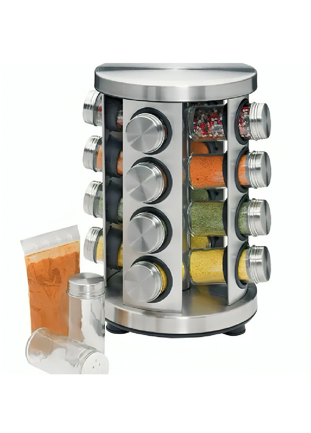 Комплект баночок для зберігання спецій приправ на поворотній підставці з грамовими вагами для спецій до 500 г (480904-Prob) Unbranded (347494921)