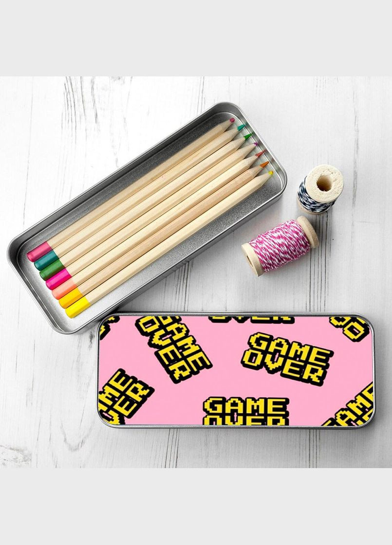 Органайзер для канцелярских принадлежностей металлический, кейс для мелочей мона лиза космонавт 7*18 см Silver No Brand (309157197)