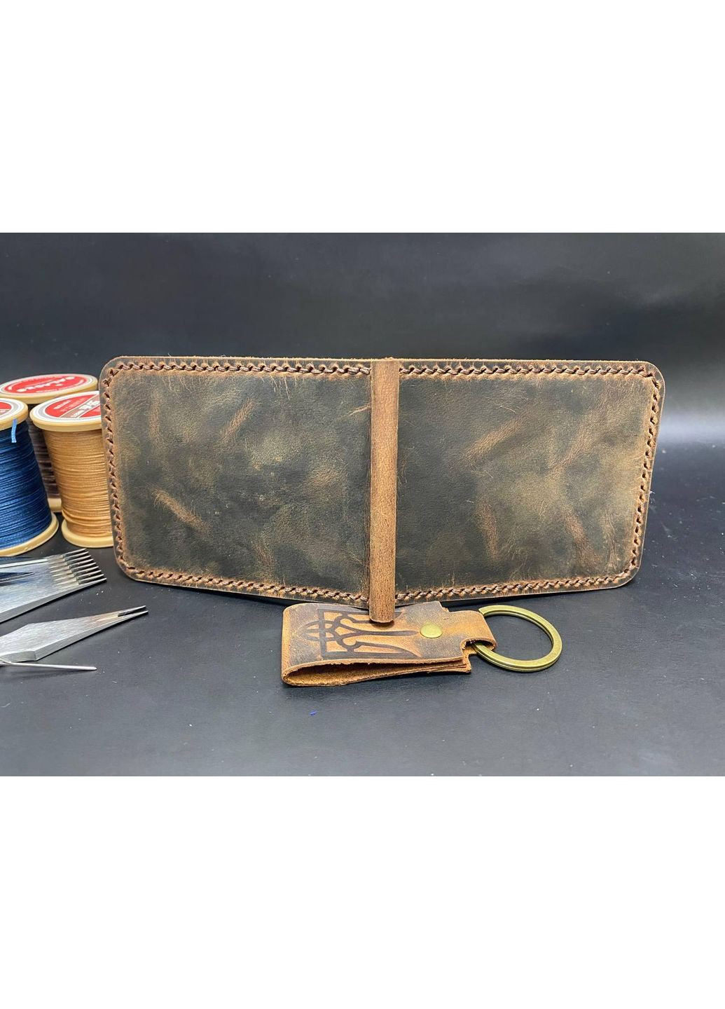 Затиск Для Грошей із Натуральної Шкіри Набір + Брелок Колір Шкіряний Гаманець No Brand (356508879)