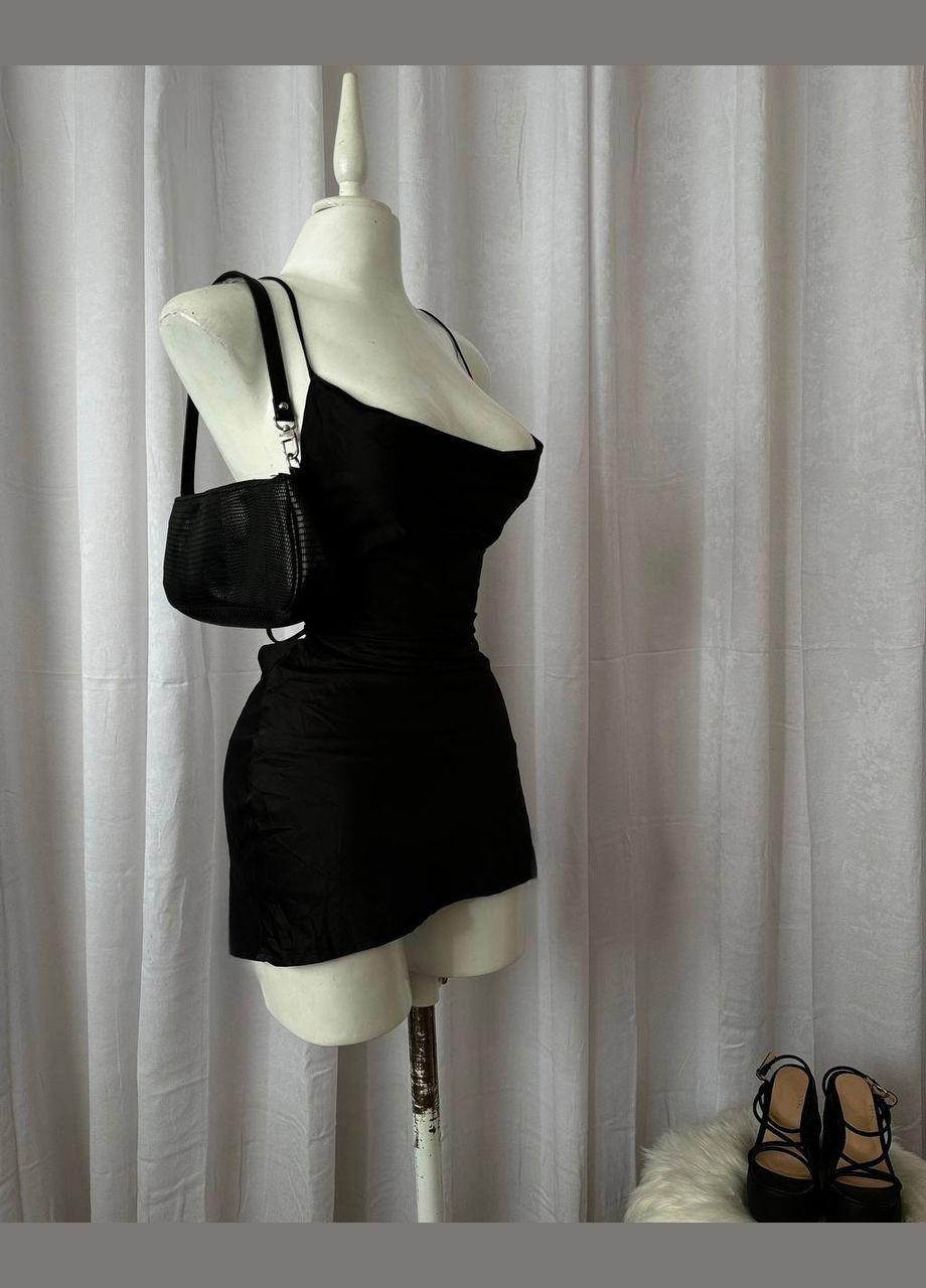 Черное праздничный, коктейльное, вечернее платье мини с открытой спиной Avanti однотонное