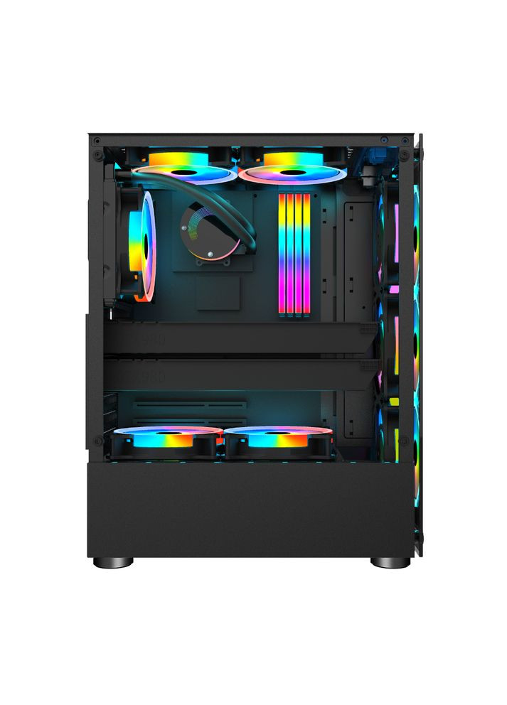 Корпус V2-A-BK-4F1 Black без БП 1STPLAYER (370621480)