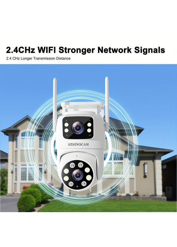 Зовнішня Wi-Fi IP-камера SZSINOCAM 720P з подвійним об’єктивом, кольоровим нічним баченням, AI-відстеженням руху China (351855038)