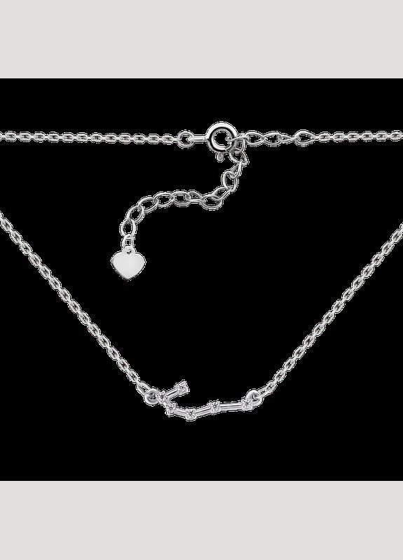 Кольє срібне знаки зодіаку Рак на тонкому ланцюжку з яскравими білими фіанітами No Brand (354722003)