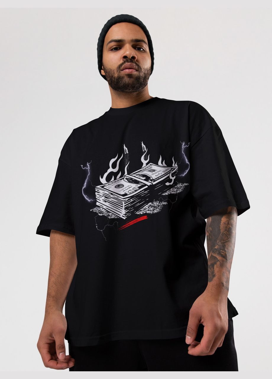 Черная мужская футболка оверсайз urban черная высокая плотность с длинным рукавом Mishe