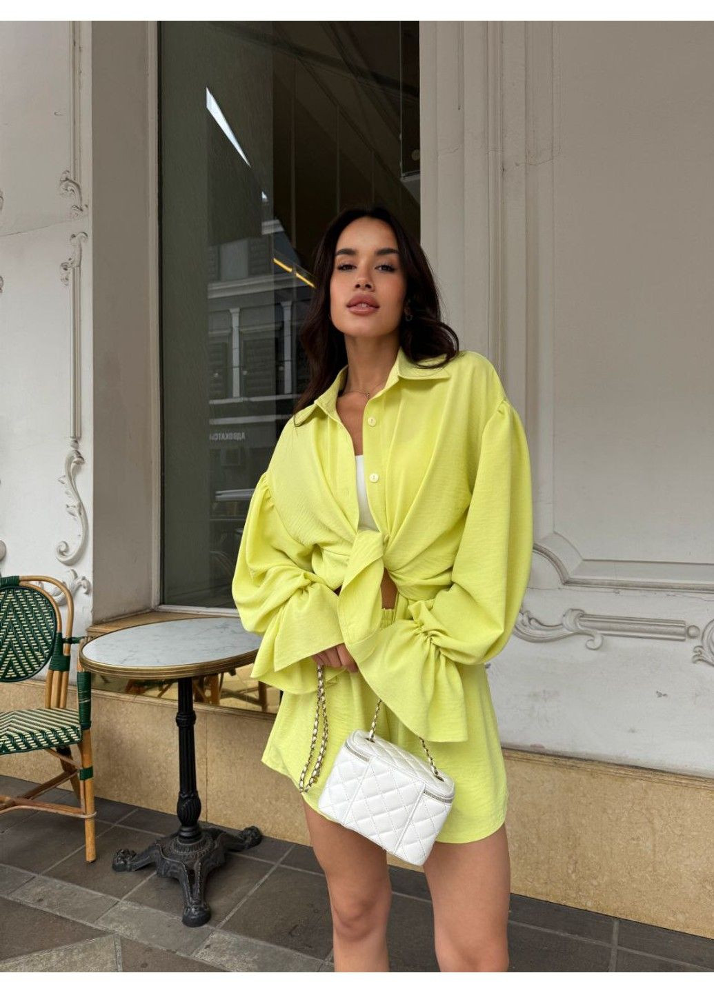 Женский костюм Рубашка Оверсайз и Шорты, Мод 855 лимонний Україна (340276693)