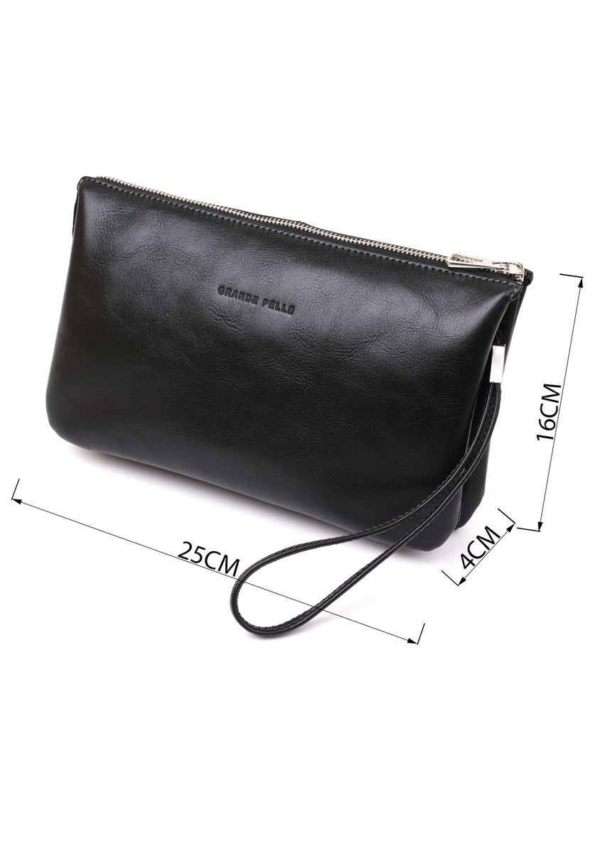 Барсетка мужская 11146 из гладкой кожи Черная Grande Pelle (331907154)