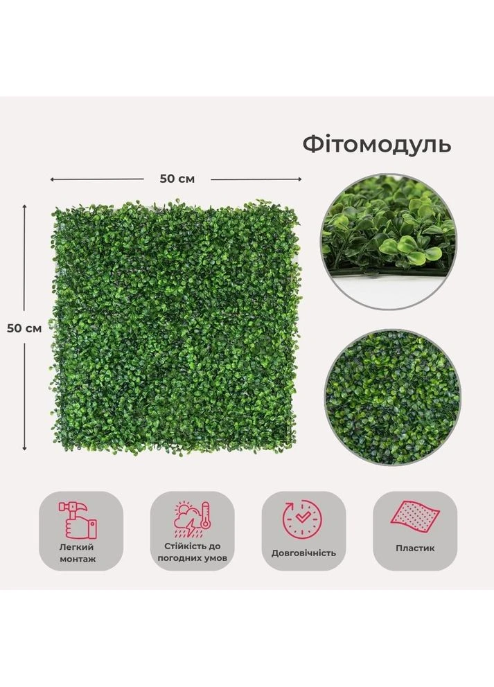 Фітомодуль штучний Самшит, 50*50 см 2 комплекти Modern (Модерн) ELISEY (379003509)