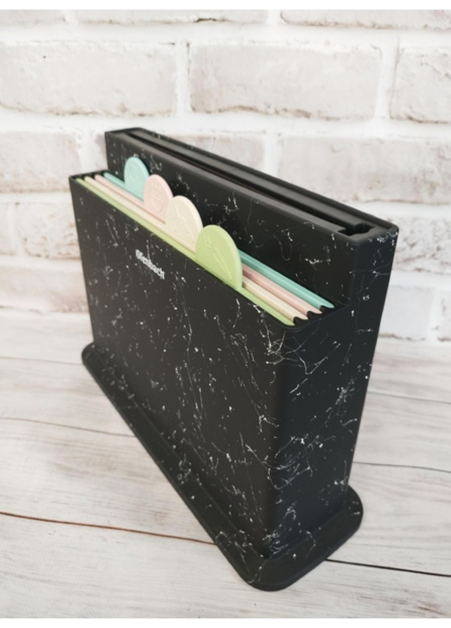 Набор разделочных досок Black Marble 28х18х0,5см на горизонтальной подставке для ножей 5 предметов Ofenbach (353747720)