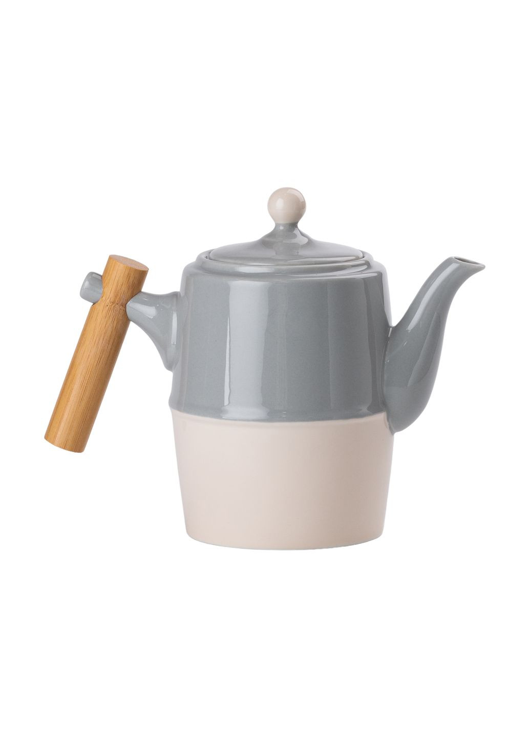 Чайный сервиз керамический на бамбуковой подставке 8 предметов, серый с белым Yiwu HP-15-22 No Brand (352527744)