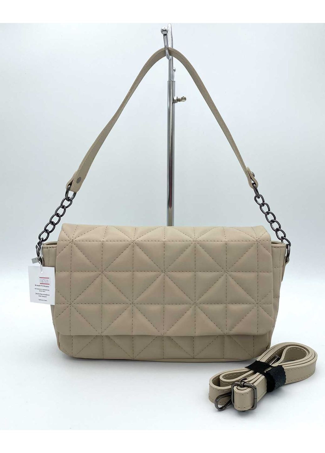 Сумка жіноча Флора від бежева екошкіра для повсякденного використання молодіжна сумка з блискавкою ProDobro (367264901)