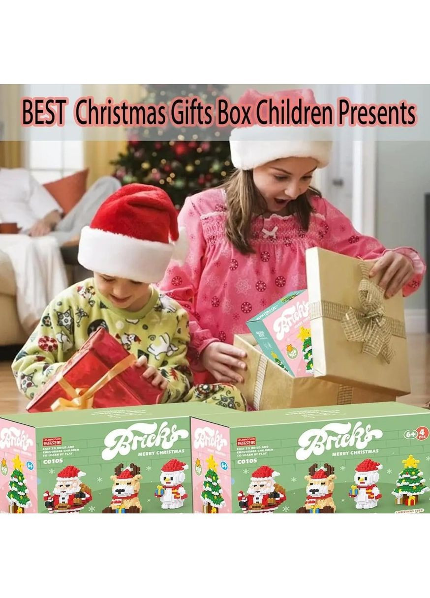 Різдвяний конструктор 4в1 Санта, Олень, Сніговик і Ялинка, 2803 деталей у подарунковій упаковці — великий святковий набір No Brand (364191334)