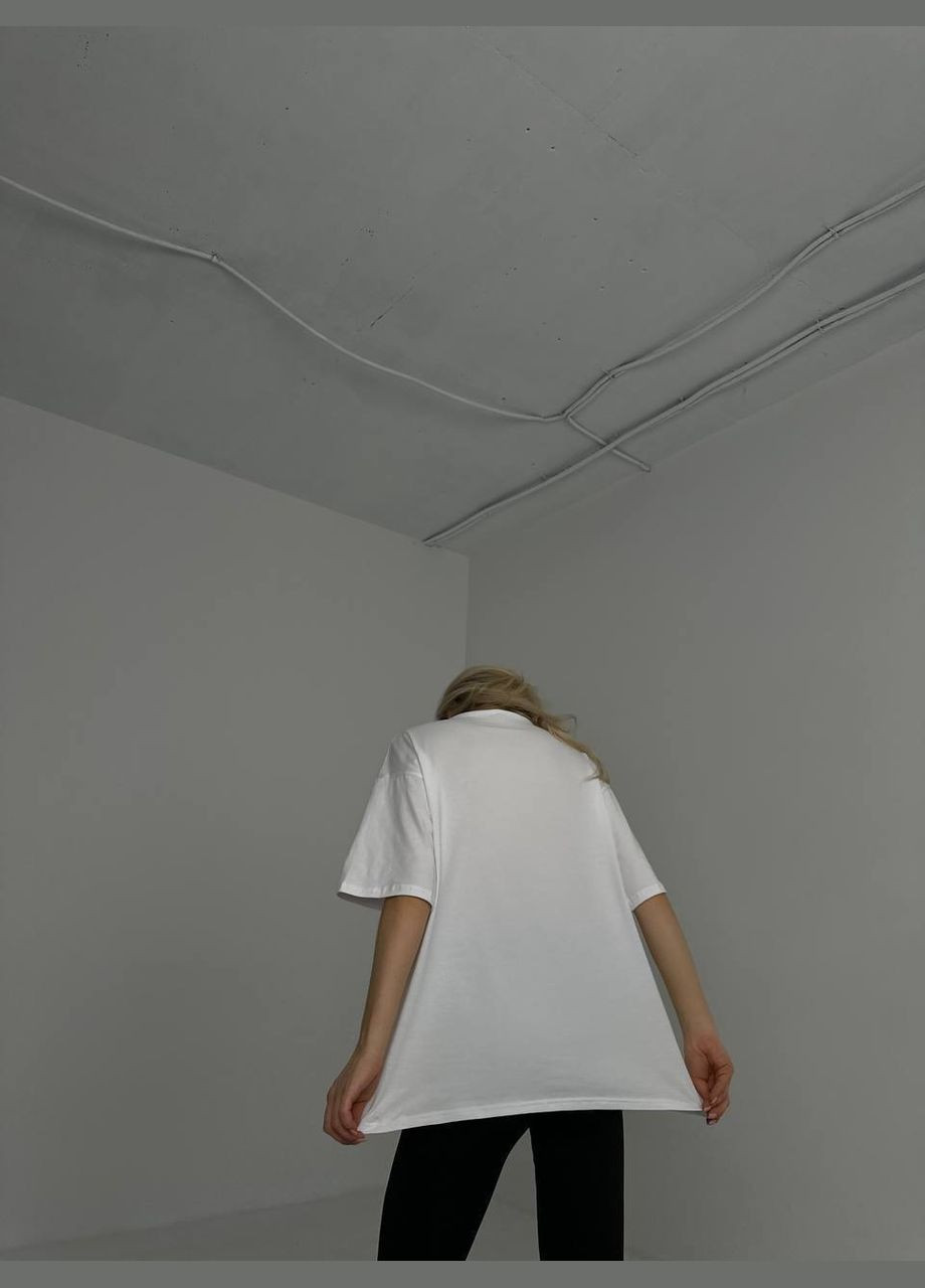 Белая всесезон красивая однотонная белая oversize футболка с качественным 3d накатом "relax", шикарная футболка из хлопка (100%) No Brand 104