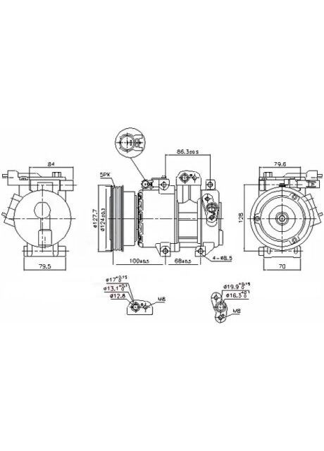 Компрессор кондиционера KIA FORTE (08-) 1.6 CRDI | KIA RIO II (JB) (05-) 1.5 CRDI | Nissens (366163121)
