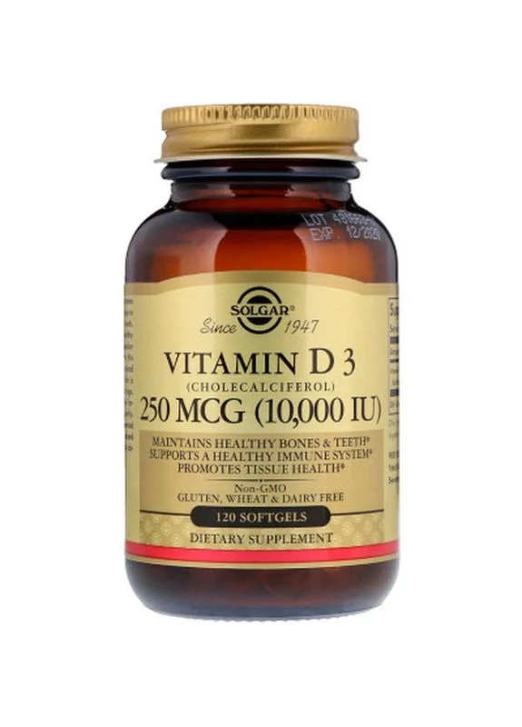 Витамин D3, Vitamin D3 (Cholecalciferol), 250 мкг, 10,000 МЕ (SOL-35872) Solgar (400020222)