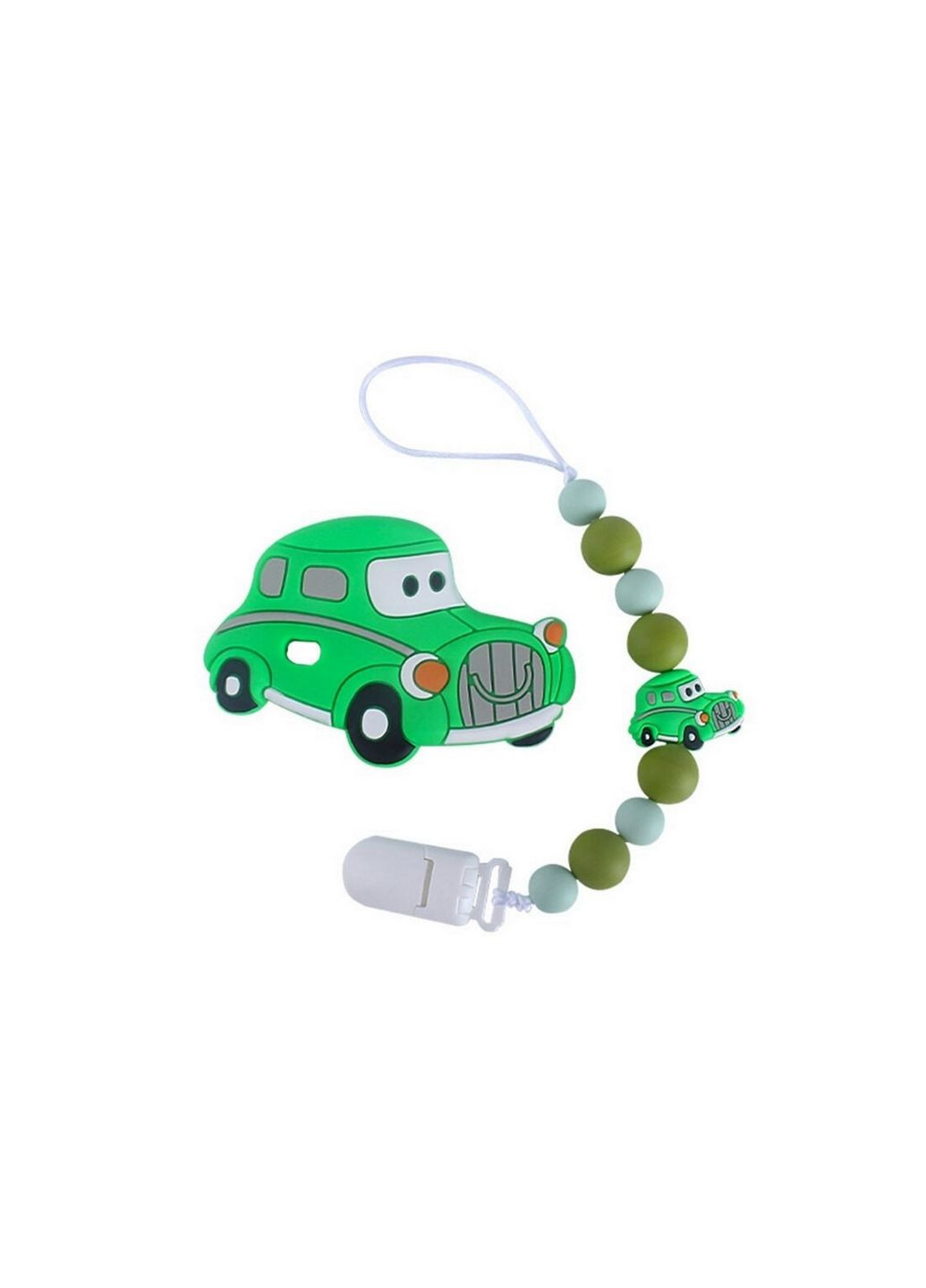 Прорізувач "Машинка" WD210715 із силіконовим намистом Зелений Bambi (286845622)