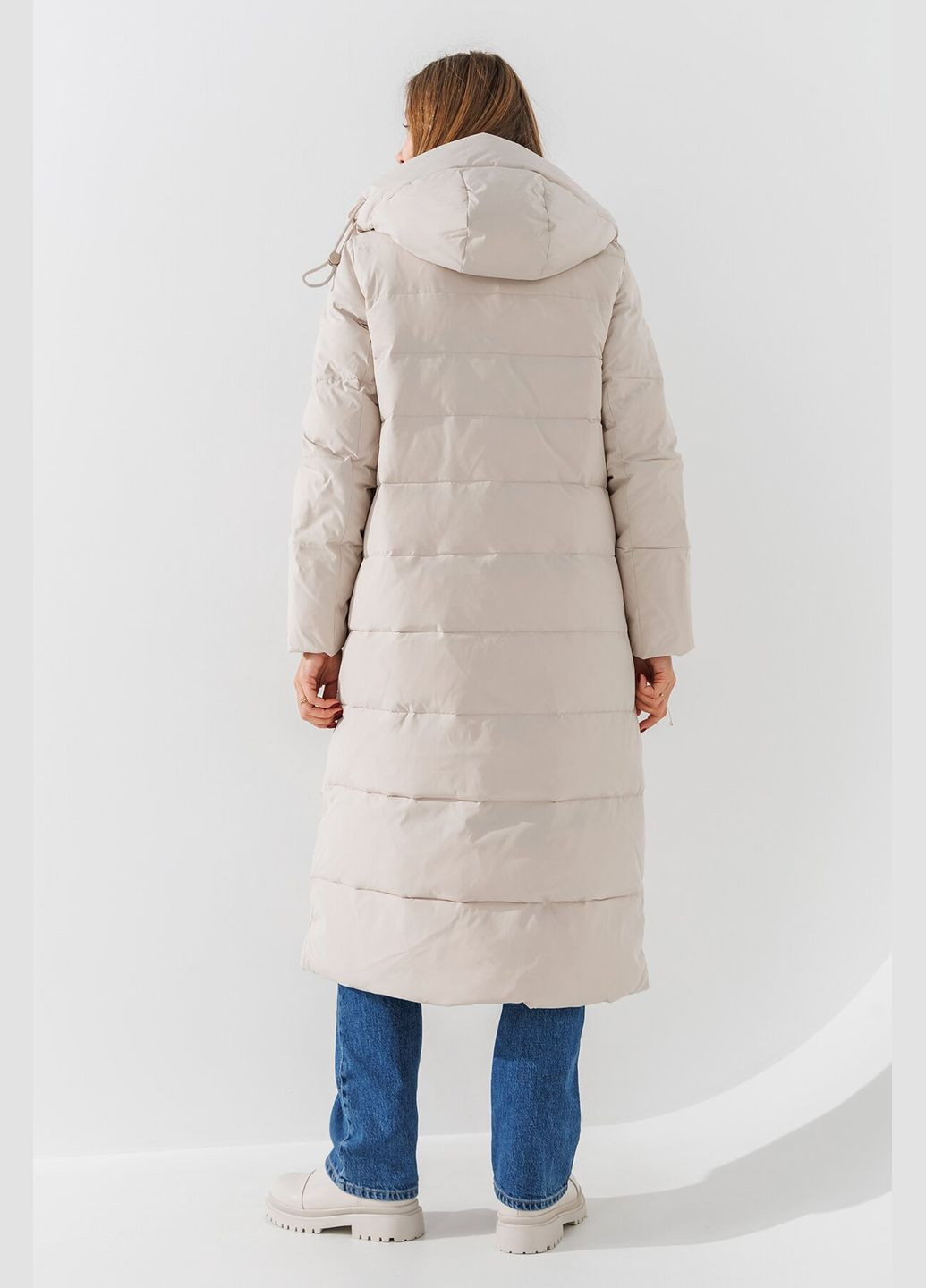 Світло-бежева зимня куртка однотонна жіноча 2332 shop (2000990654366) Towmy