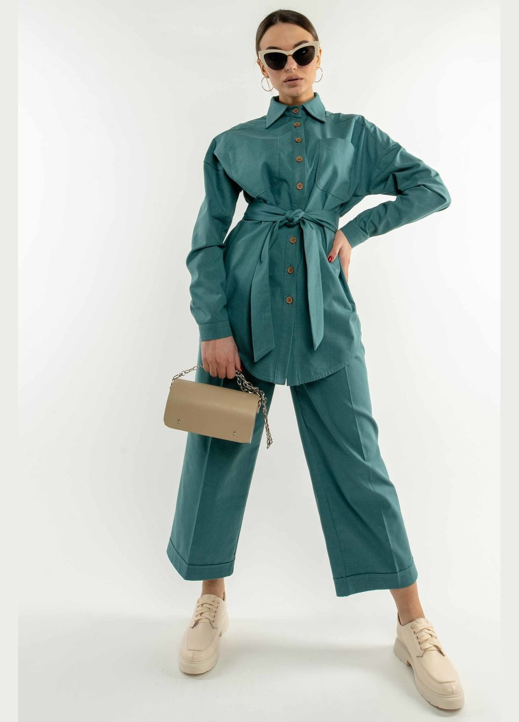 Бирюзовая повседневный рубашка RiMari