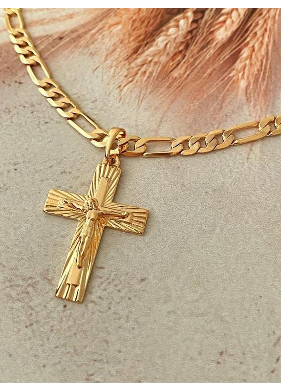 Позолоченная Цепочка 60см + Крестик. Позолота No Brand (358939824)