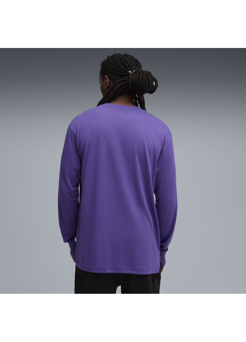 Лонгслів Hoopstel LS Tee Puma однотонний пурпурний спортивні бавовна, поліестер, віскоза