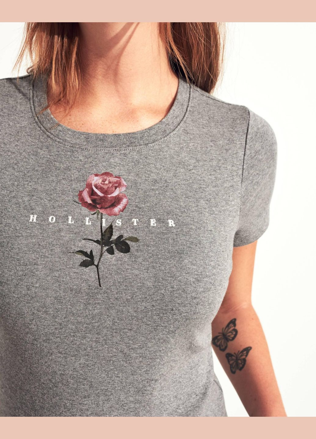 Серая летняя серая футболка - женская футболка hc7002w Hollister