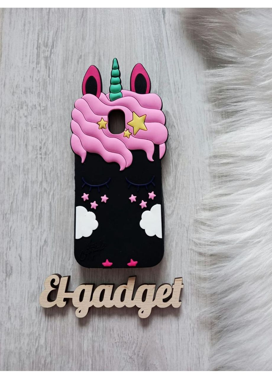 Чохол на Galaxy J3 J330 2017 Єдиноріг чорний силіконовий 3d Samsung (360896809)