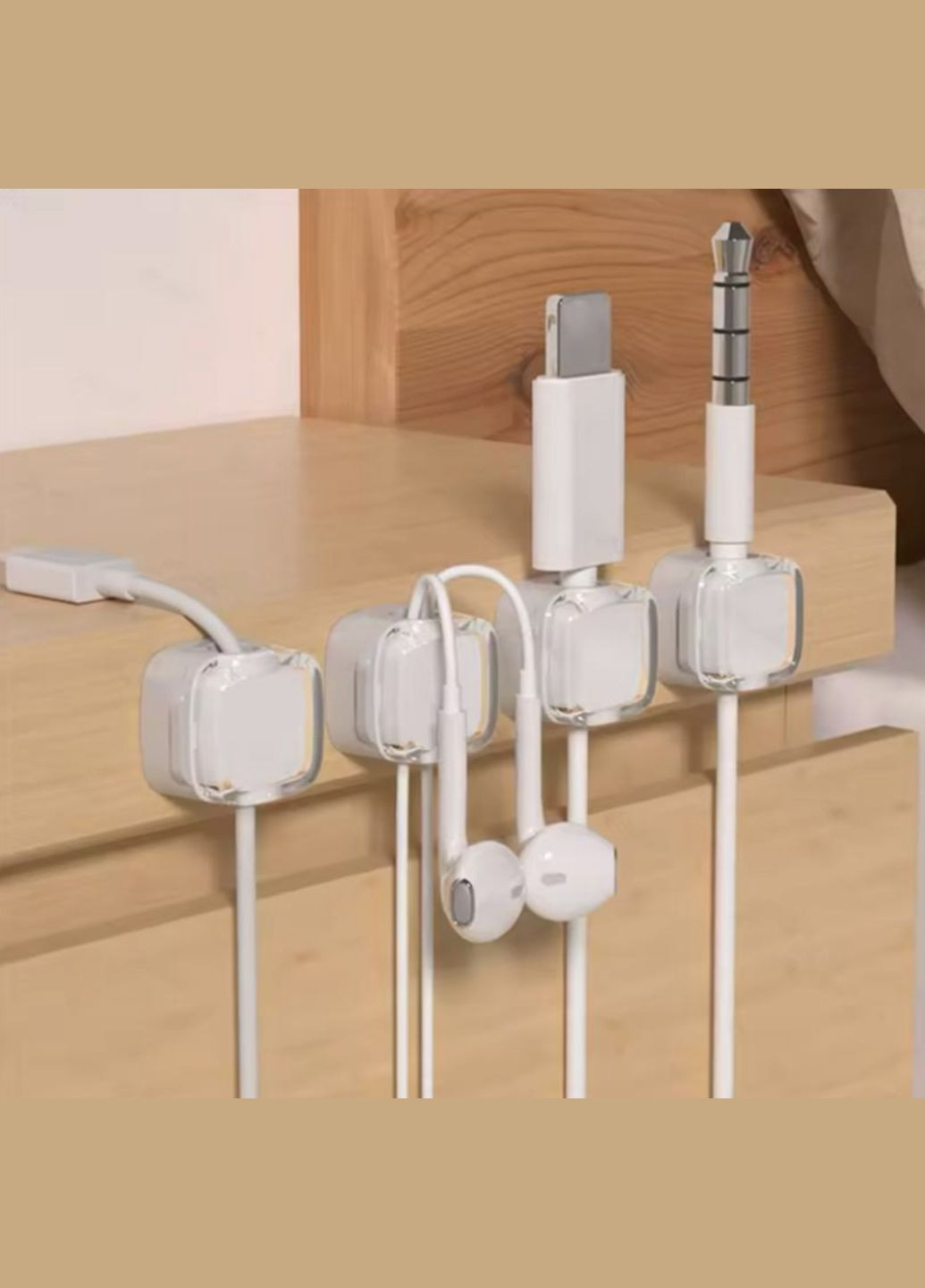 Фиксатор кабеля магнитный органайзер клипса держатель для провода самоклеящийся 3 шт Белый Velcro (340276153)