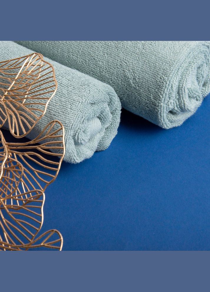 Рушник серветка махровий 30х70 Ніжність щільність 500 г/м2 бавовна м'ята IDEIA темно-блакитний