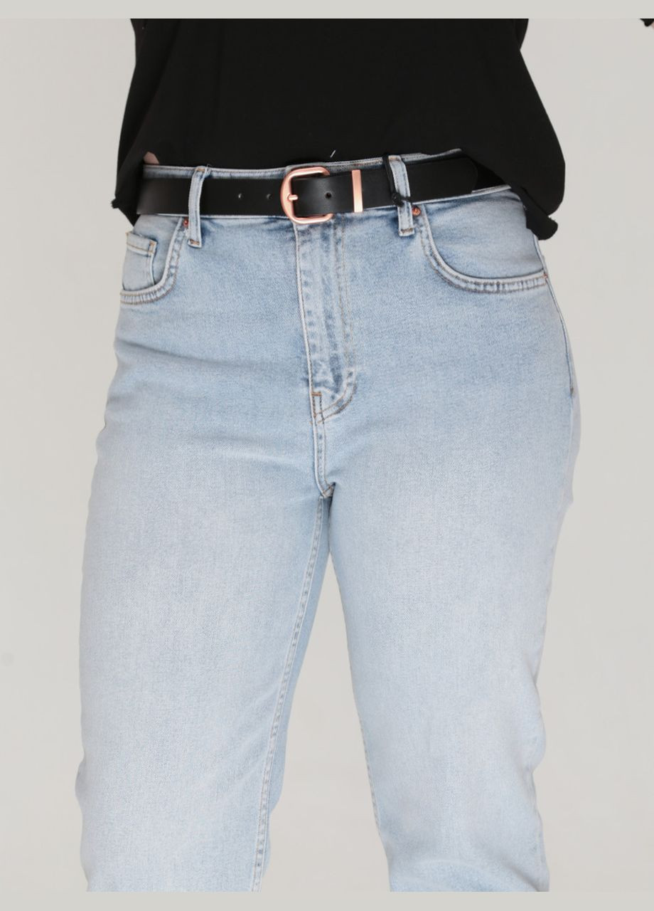 Джинсы женские светло-голубые МОМ прямые с высокой посадкой Мom regular Cracpot - (322999547)