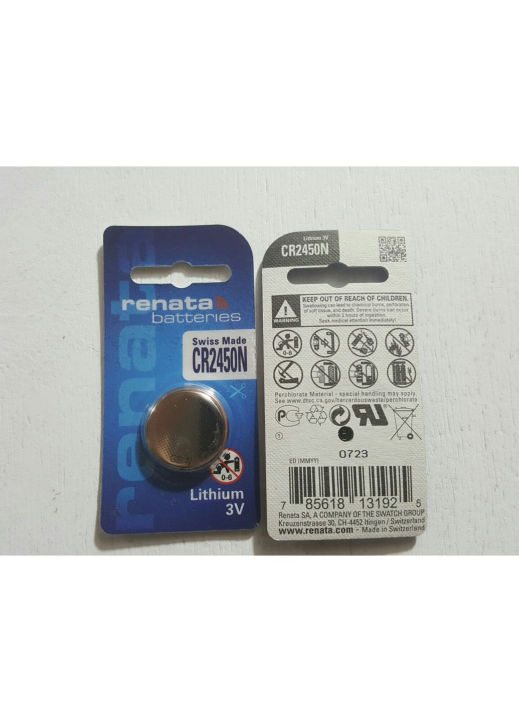 Дисковая батарейка Lithium Cell 3V CR2450N (540mAH) Renata (370256506)