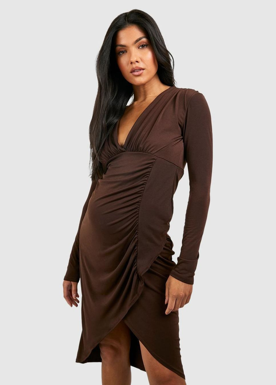 Коричнева повсякденний сукня для вагітних Boohoo однотонна