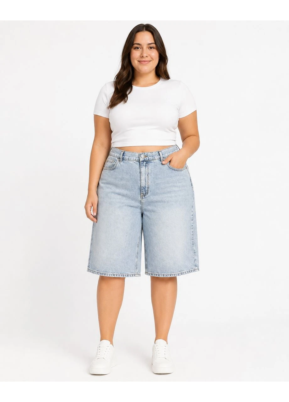 Женские джинсовые шорты plus size голубые No Brand (403257023)