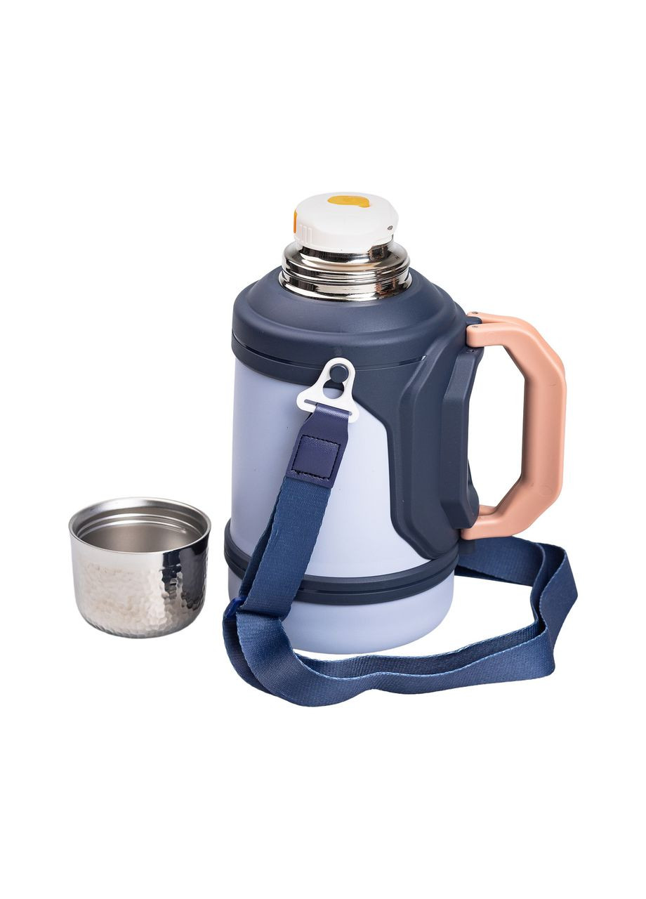 Термос с металлической колбой 1.5 литра с ремешком и складной синей ручкой Yiwu (308038484)