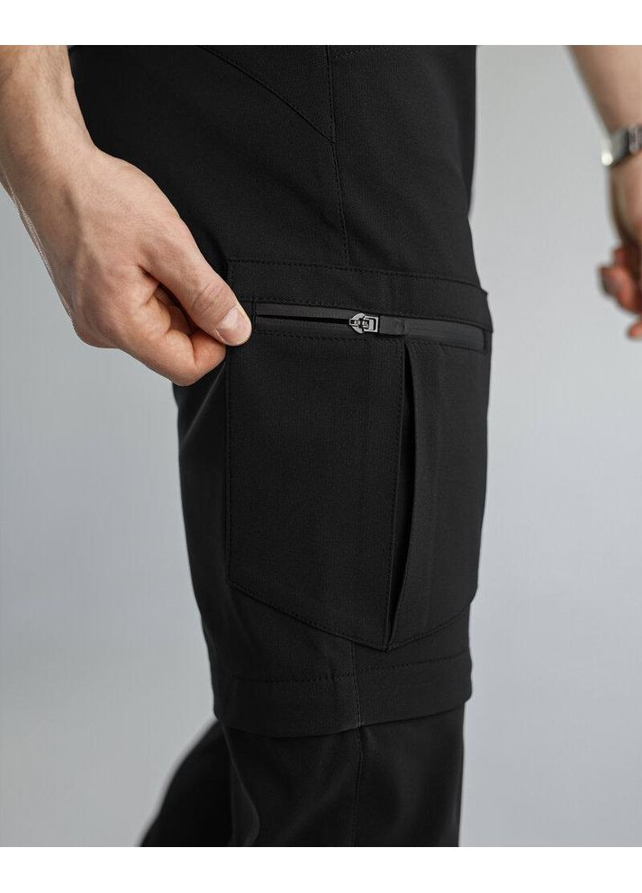 Чоловічі демісезонні штани та шорти 2в1 чорні Freedom (357235866)