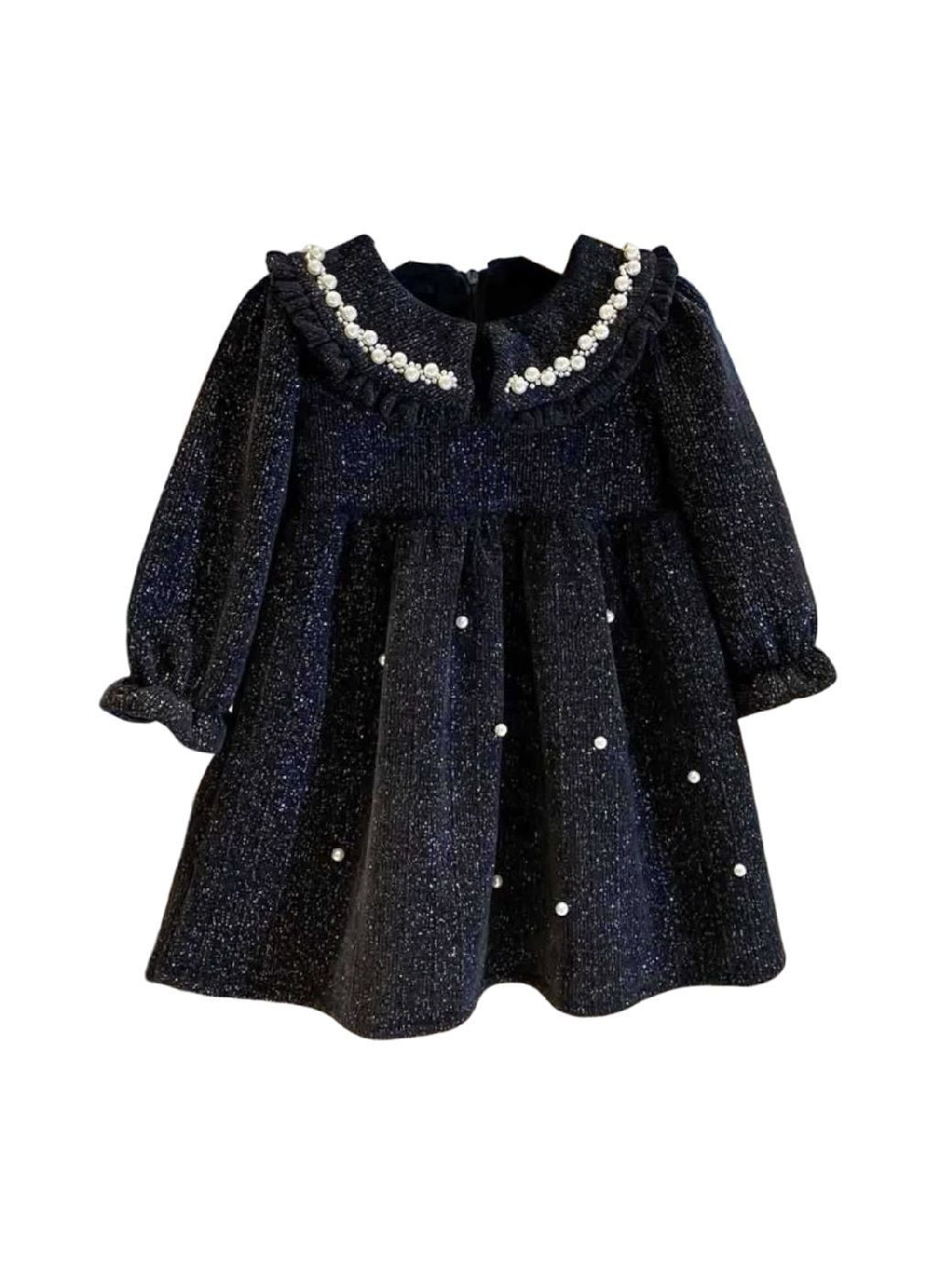 Чорна дитяча святкова повсякденна блискуча сукня з люрексом та флісовою підкладкою для дівчаток (481707-prob) чорна розмір 110 Unbranded (365574410)