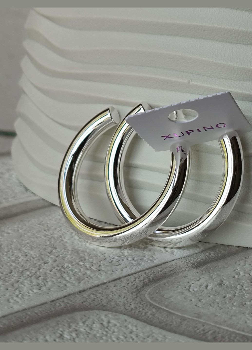 Великі сережки цвяшки сріблясті ксюпінг xuping родій медсплав Xuping Jewelry (337503385)