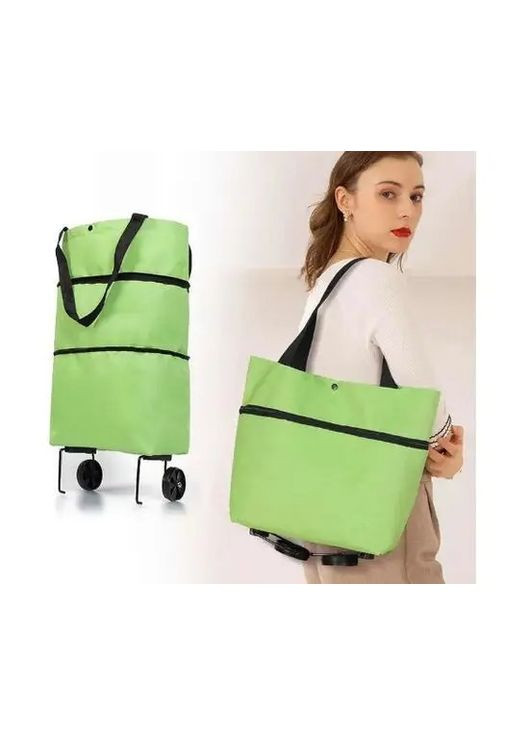 Складний візок-сумка для покупок на колесах, 45x40x12 см, зелений No Brand (315362795)