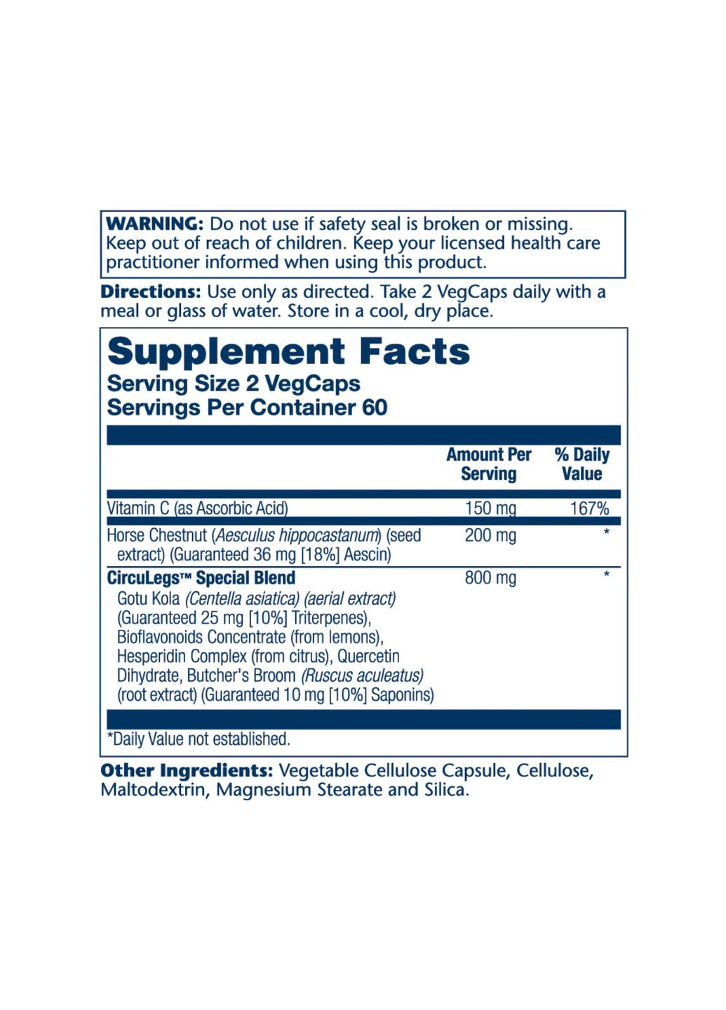 CircuLegs Circulation Support 200mg для ніг та судин підтримка кровообігу ангіопротектор Solaray (368981898)