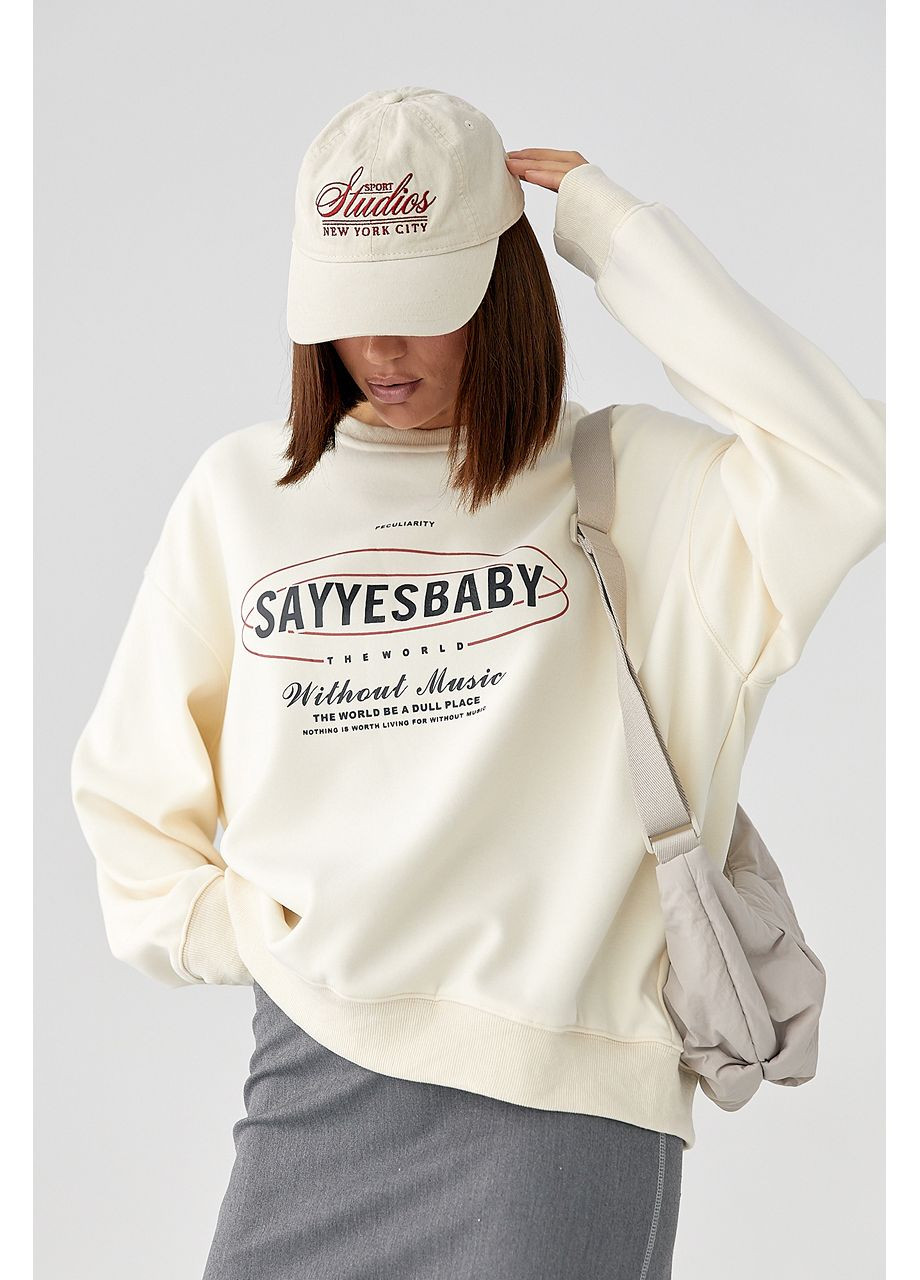 Кремовий теплий спортивний світшот із начосом Lurex (353036874)