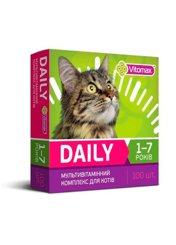 Витамины для кошек 1-7 лет Daily - 100 таб. Vitomax (331652126)