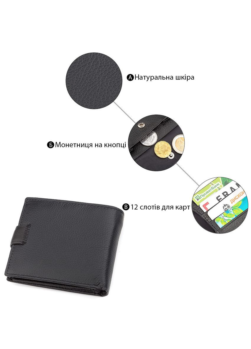 Чоловічий гаманець 18339 (ST138) дуже стильний Чорний st leather (329150786)