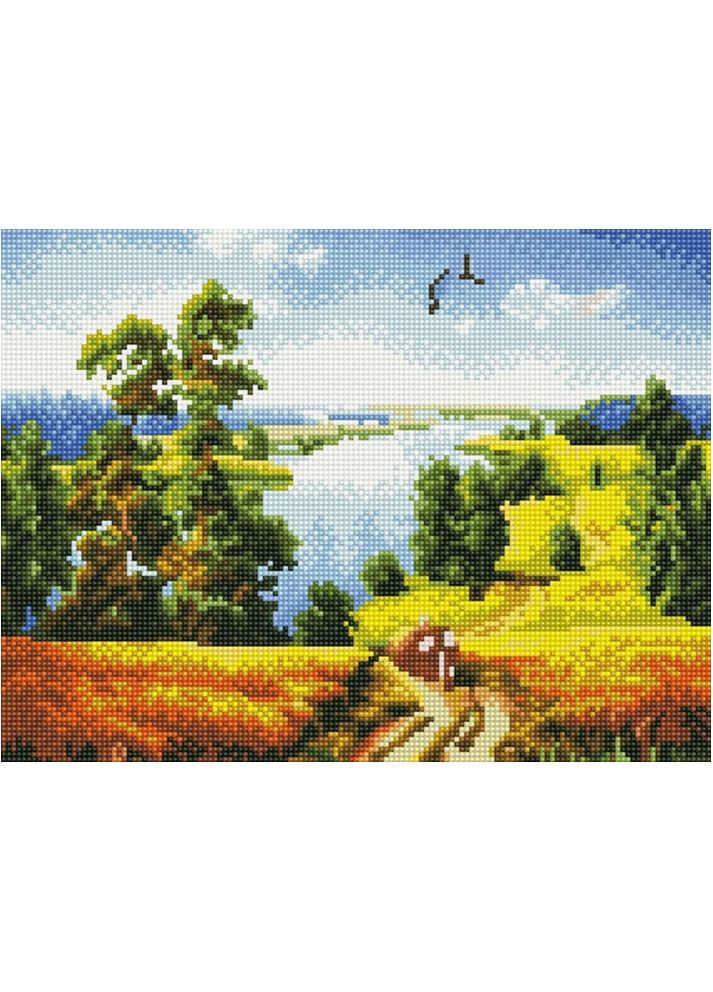 Алмазна вишивка Пейзаж Мозаїка круглими стразами Сільська дорога 30х40 Малювання камінням на полотні EJ1404 Rainbow Art (313402396)