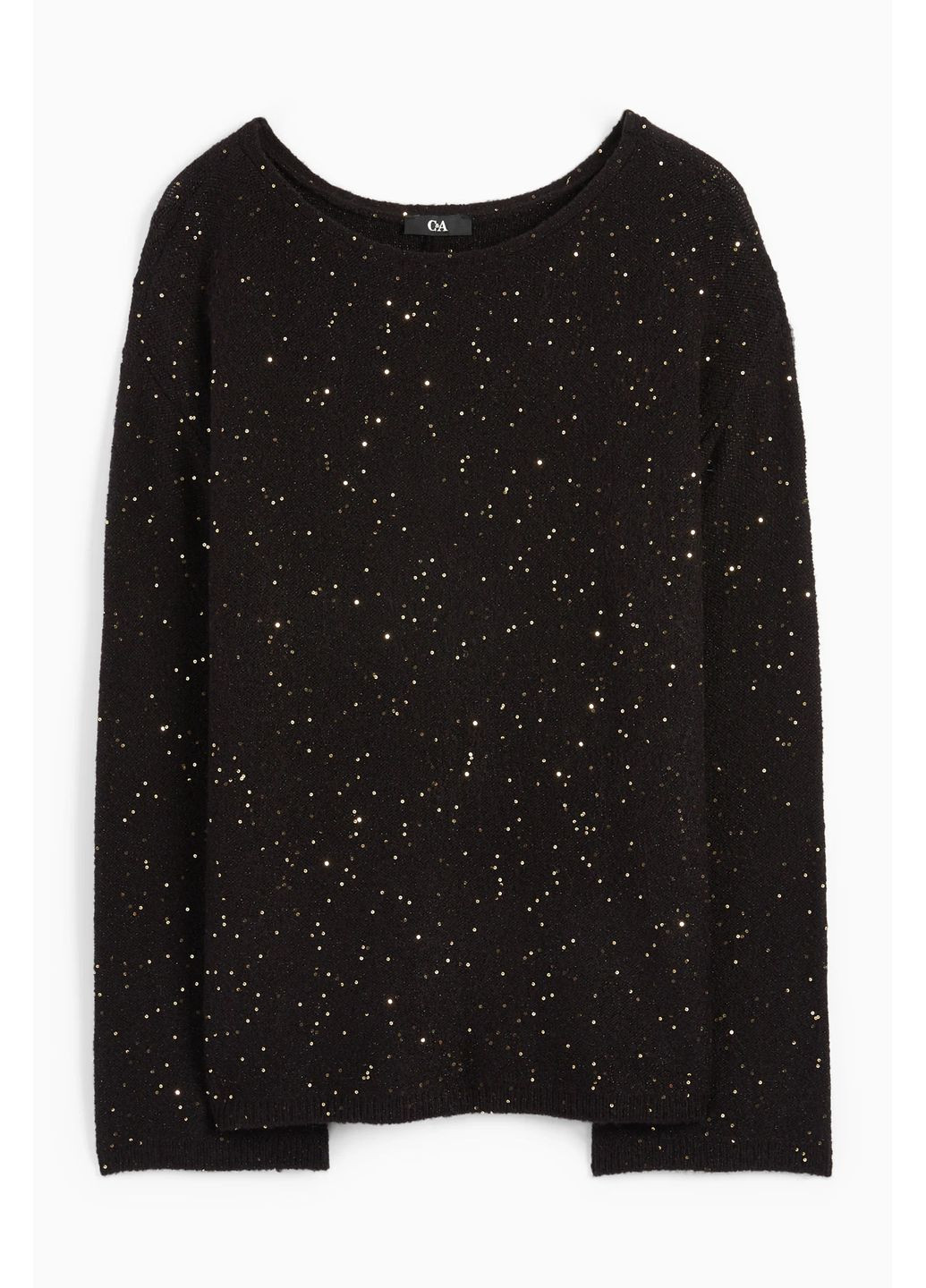 Черный демисезонный свитер в пайетки C&A
