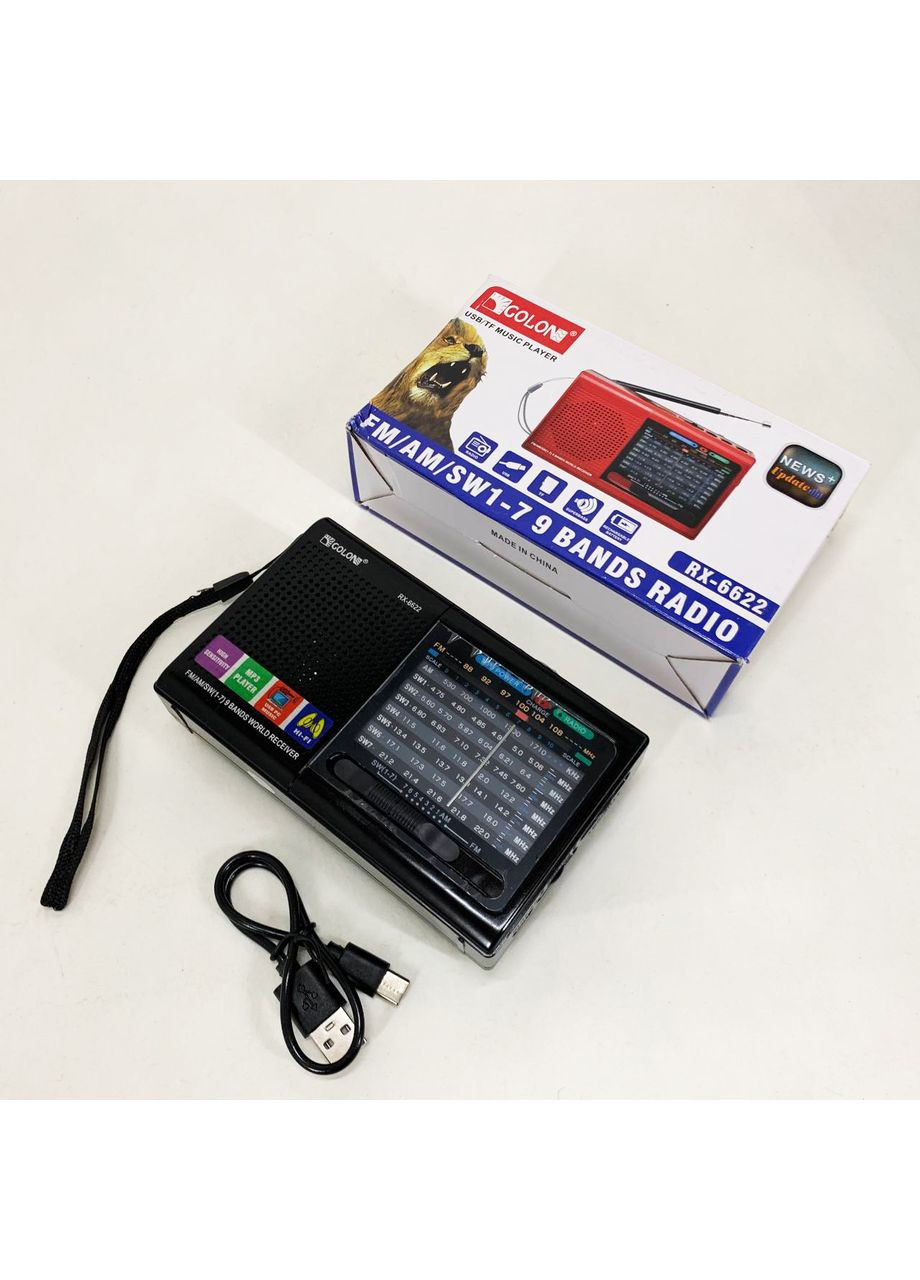 Портативна колонка радіо MP3 USB RX-6622. Колір: чорний Golon (372908453)