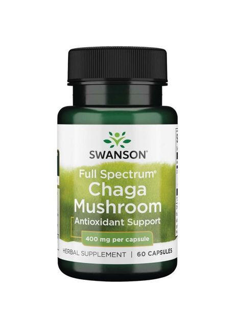 Гриб Чага полный спектр, Chaga Mushroom 400 мг, 60 капсул Swanson (366733853)