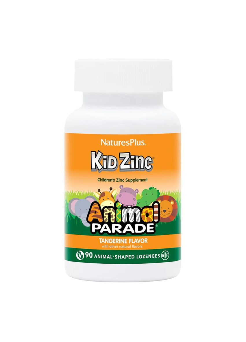 Цинк для Дітей, Смак Мандарину, Kid Zinc, Animal Parade,, 90 таблеток для розсмоктування Natures Plus (326054207)