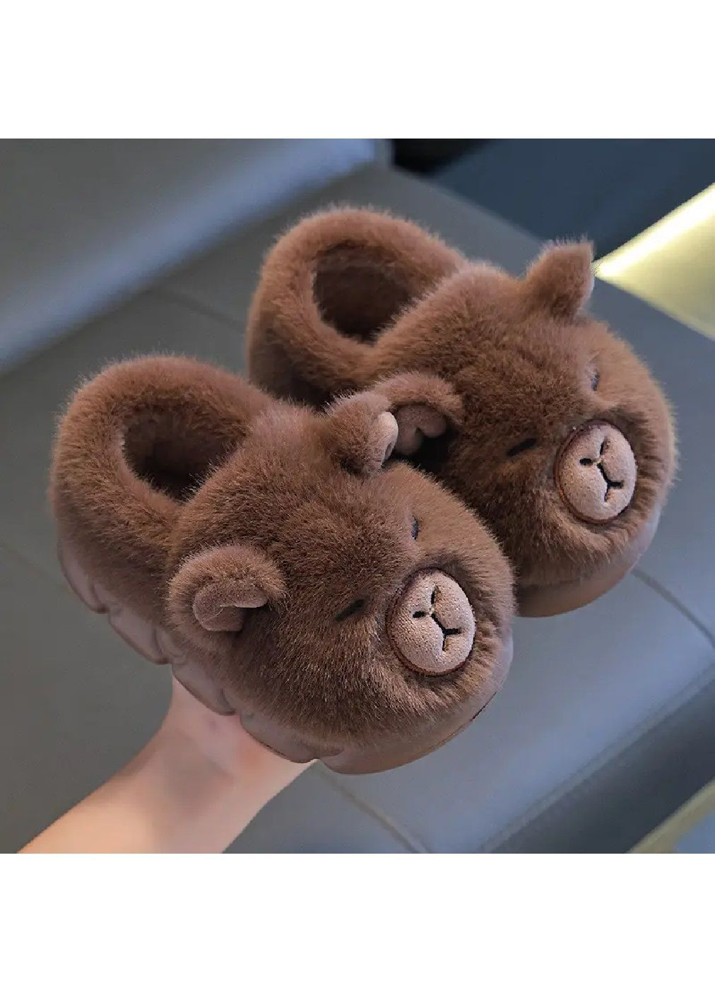 Дитячі плюшеві кімнатні домашні теплі закриті тапочки для дітей хлопчиків 22 см (481748-Prob) Капібара розмір 34-35 Unbranded (366015914)