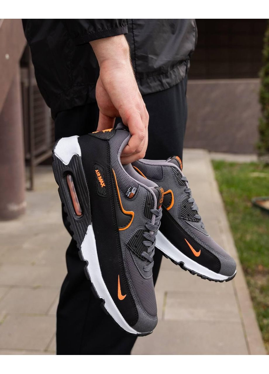 Белые демисезонные кроссовки мужские nike air max 90 silver orange найк аир макс 90 No Brand