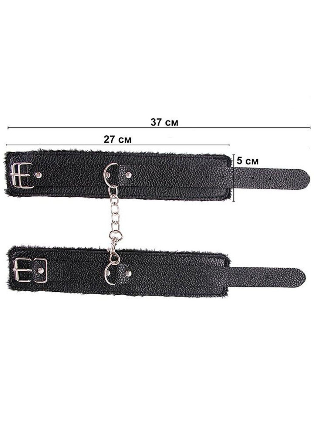 Чорні шкіряні наручники з хутром - Садо-мазо No Brand (288538195)