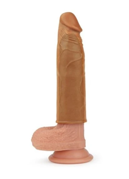 Презерватив многоразовый рельефный - Pleasure X-Tender Penis Sleeve Add 1" Brown 16,5 см Lovetoy (386470073)